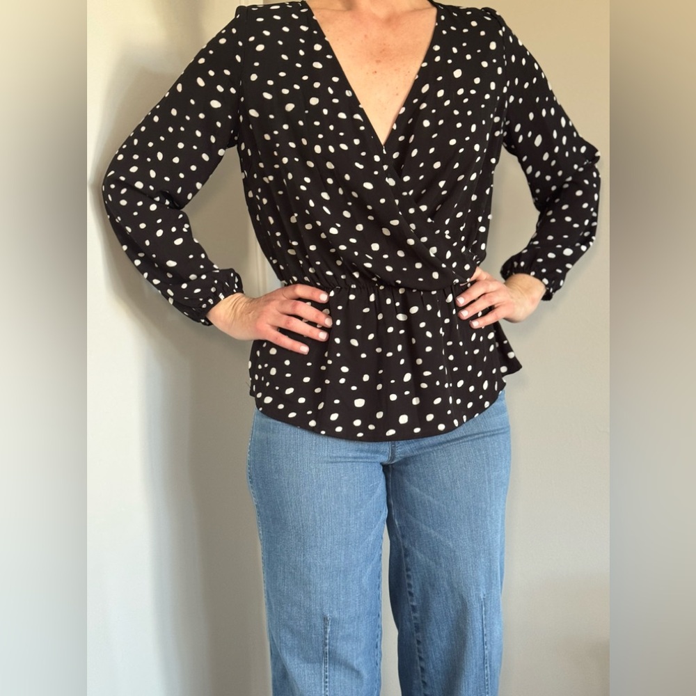 Navy blue with dots blouse